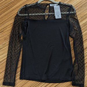 [NWT] CONTEMPORAINE sheer polka dot mesh top